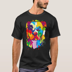 Camiseta Coloridas pinturas de Pitbull Perros estampados de
