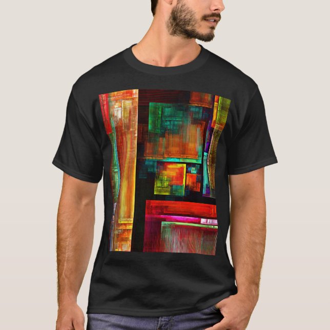 Camiseta Coloridas plazas Patrón de arte abstracto moderno  (Anverso)