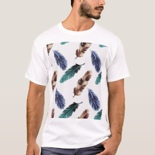 Camiseta Coloridas plumas textura tribal