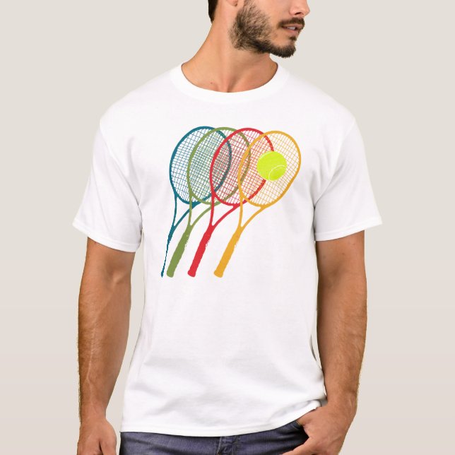 Camiseta coloridas raquetas de tenis (Anverso)