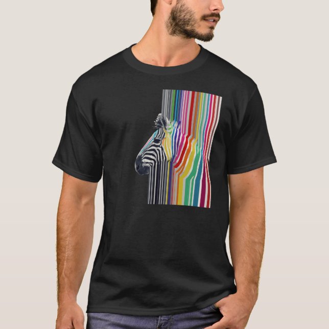 Camiseta Coloridas Rayas Vibrantes Pintura de cebra (Anverso)