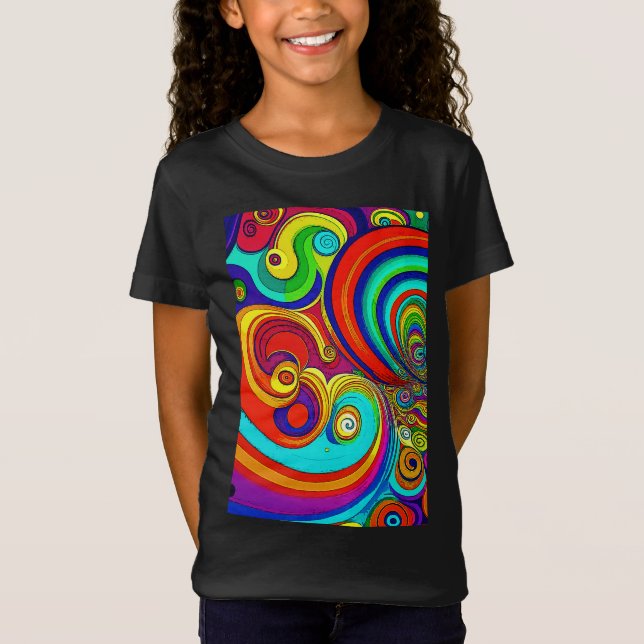 Camiseta Coloridas Y Groovy Arcoiris Swirls (Anverso)
