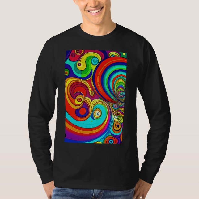 Camiseta Coloridas Y Groovy Arcoiris Swirls (Anverso)