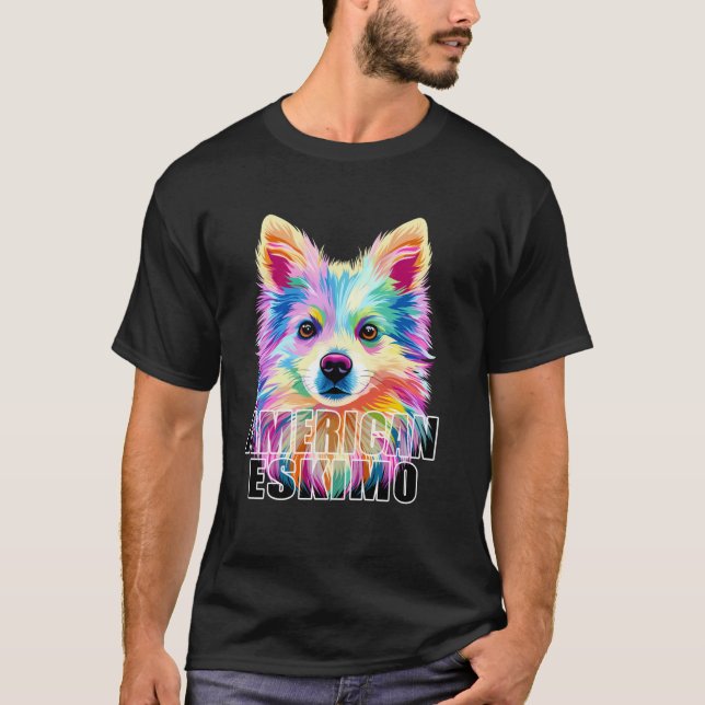 Camiseta Colorido amante de los perros esquimales americano (Anverso)