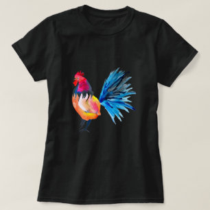 Camiseta Colorido animal acuarela de gallo
