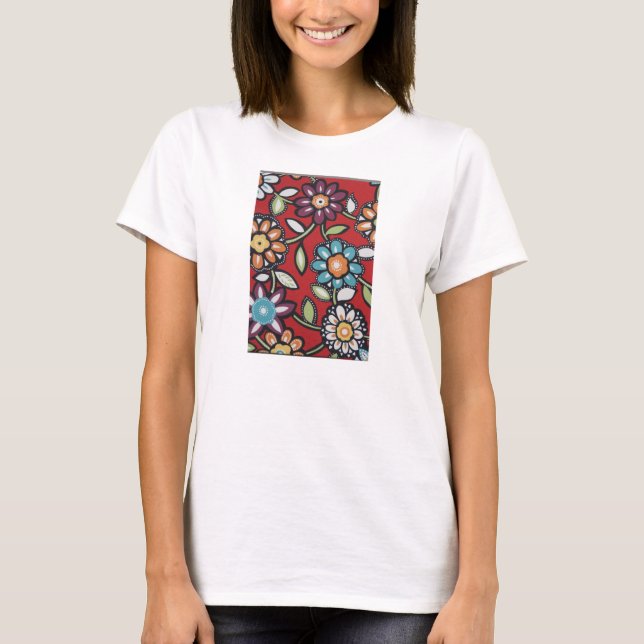 Camiseta colorido árbol de flores hippie (Anverso)