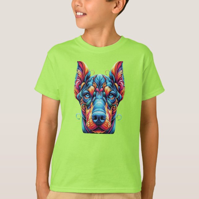 Camiseta Colorido arcoiris de Doberman (Anverso)