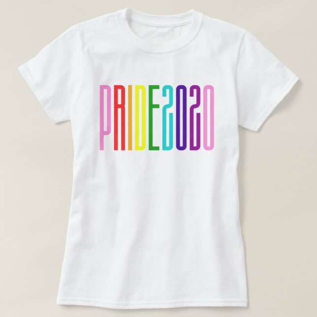 Camiseta Colorido arcoiris Textos Orgullo gay LGBTQ 2020 (Diseño del anverso)