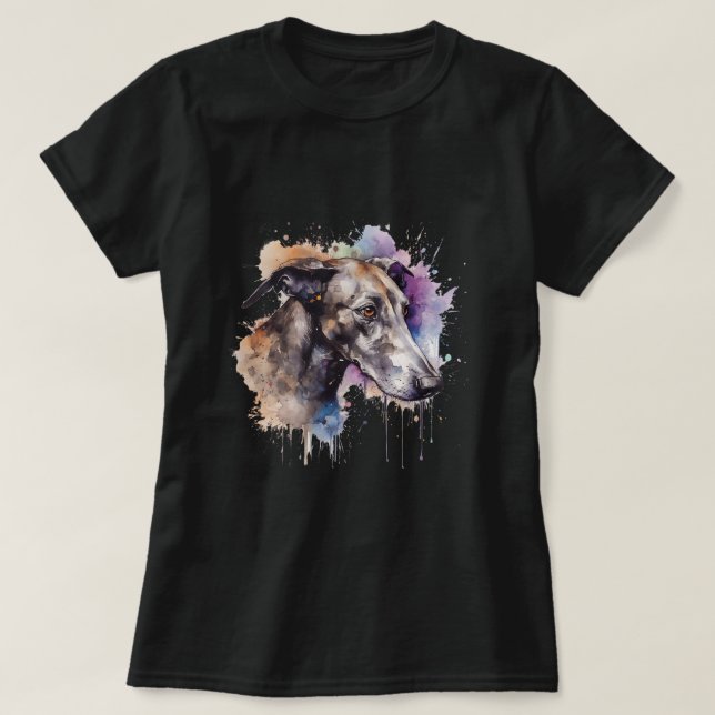 Camiseta Colorido arte acuarela de Greyhound inglés (Diseño del anverso)