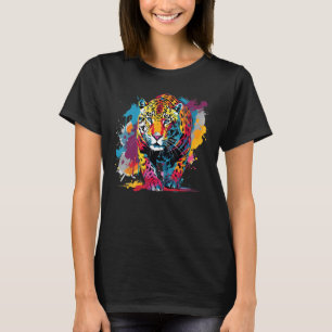 Camiseta Colorido arte de Splash Jaguar Vida salvaje Gran G