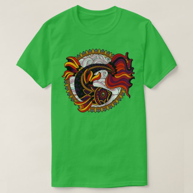 Camiseta Colorido Arte Decorativo Koi Fish (Diseño del anverso)
