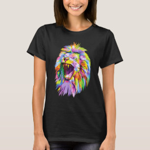 Camiseta Colorido Arte Pop De Cabeza De León Para Los Leone