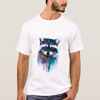 Camiseta colorido artístico Raccoon tee