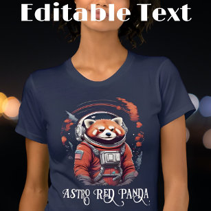 Camiseta Colorido Astronauta Rojo Panda Texto editable