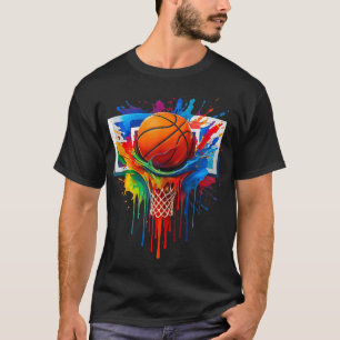 Camiseta Colorido baloncesto Arcoiris Color Splash Hoop Net