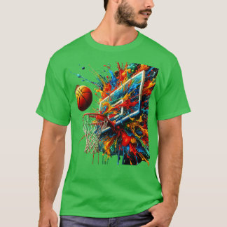 Camiseta Colorido baloncesto Tie Dye Color Splash Hoop Net