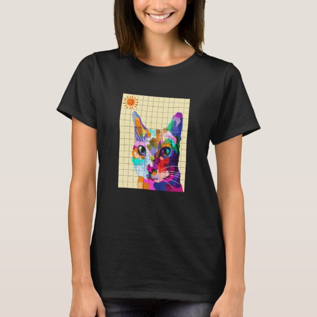 Camiseta Colorido Ca Colorful Cat Pop Art Style (Anverso)