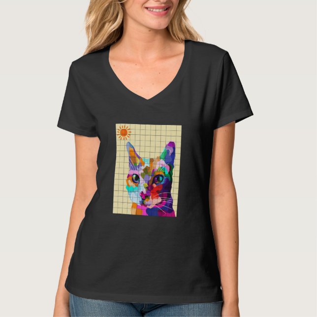 Camiseta Colorido Ca Colorful Cat Pop Art Style (Anverso)