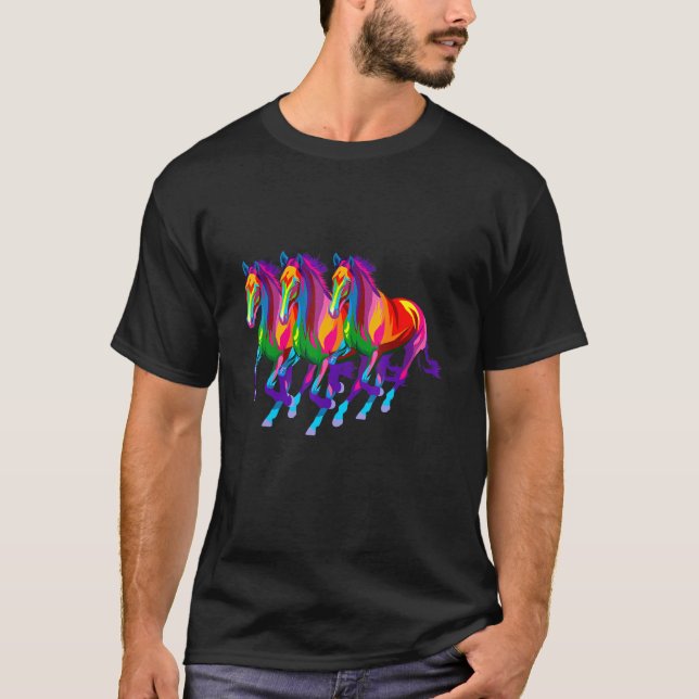 Camiseta Colorido caballo retrato (Anverso)