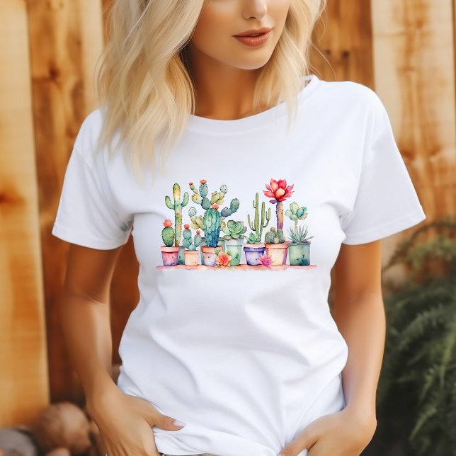 Camiseta Colorido Cacti Potado Y Suculentos (Subido por el creador)