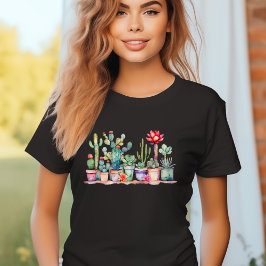 Camiseta Colorido Cacti Potado Y Suculentos