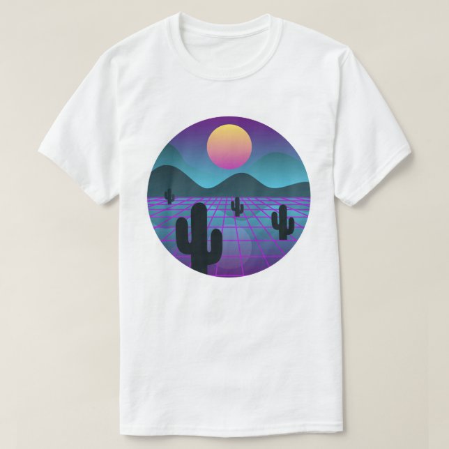 Camiseta Colorido cactus de vaporwave "desierto digital" (Diseño del anverso)