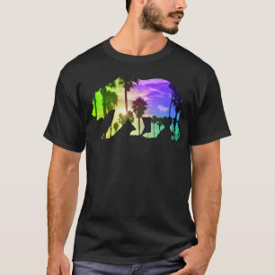 Camiseta Colorido California Bear Beach Paisajes Palmeras S