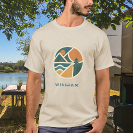 Camiseta Colorido Camping Retro Mountain Adventure
