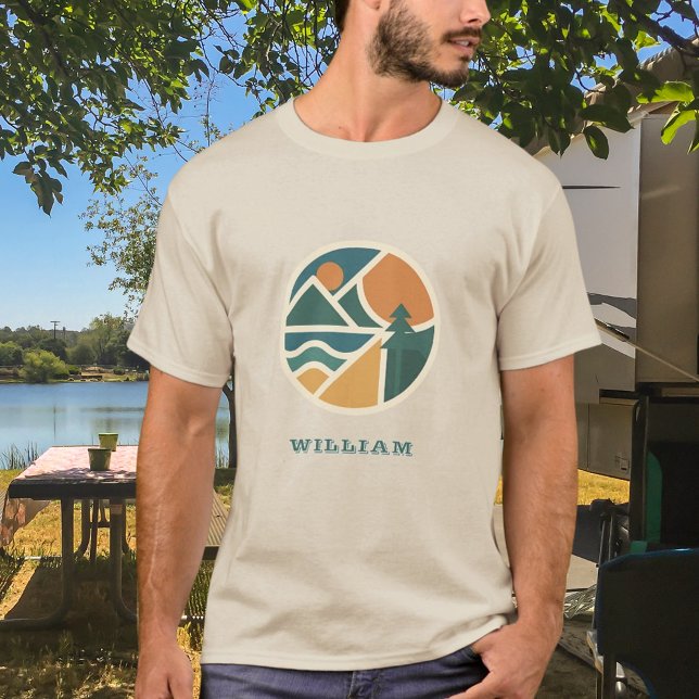 Camiseta Colorido Camping Retro Mountain Adventure (Subido por el creador)