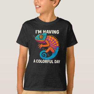 Camiseta Colorido Chameleon Lizard Life Rainbow Reptile