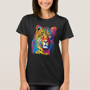 Camiseta Colorido Cheetah Face Animal Print Big Cat Wildlif