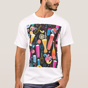 Camiseta Colorido Cócteles Patrón gráfico sin soldadura