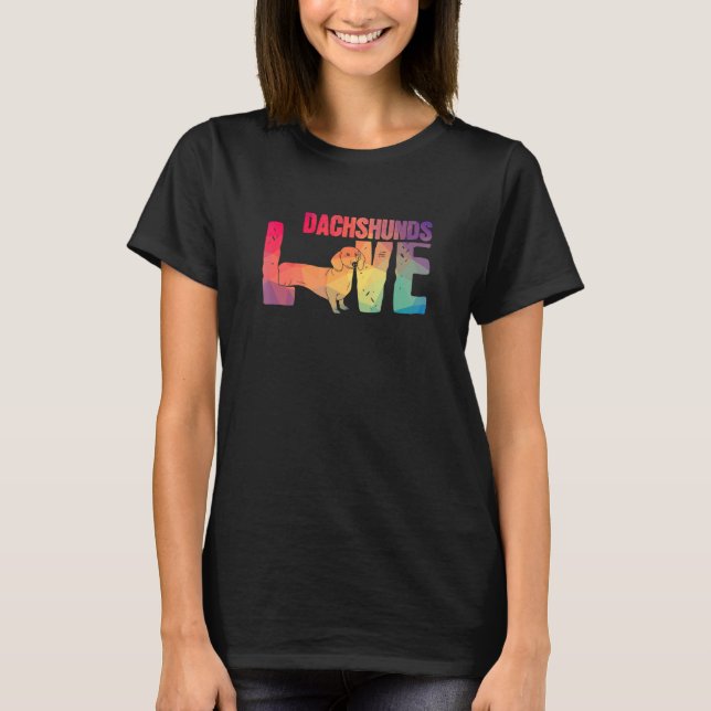 Camiseta Colorido Dachshund Love Doxie Wiener Dog Puppy Des (Anverso)