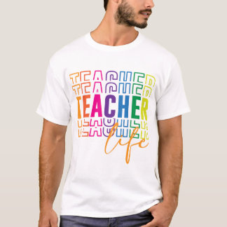 Camiseta Colorido diseño arcoiris de la vida del profesor