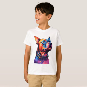 Camiseta Colorido diseño de Cyberpunk Bull Terrier,