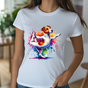 Camiseta Colorido diseño de perros de yoga