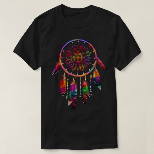 Camiseta Colorido Dreamcatcher Feathers Tribal Native Ameri (Diseño del anverso)