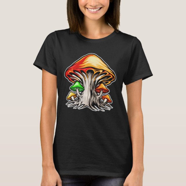 Camiseta Colorido Earthy Psychedelic Mushroom Art (Anverso)