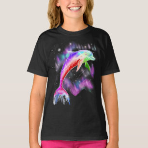 Camiseta colorido espacio de galaxia oceánica de delfín ros
