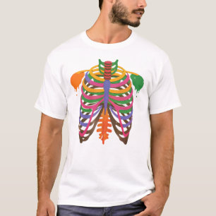 Camiseta colorido esqueleto thoracico halloween