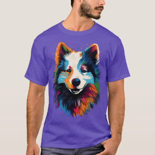 Camiseta Colorido esquimal americano de arte del perro Cara