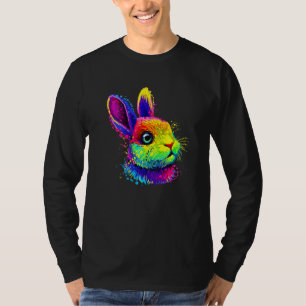 Camiseta Colorido estilo pop de conejito blanco
