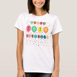 Camiseta Colorido Feliz 70 cumpleaños con globos