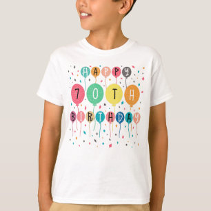 Camiseta Colorido Feliz 70 cumpleaños con globos