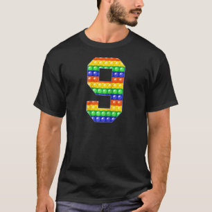 Camiseta Colorido Fidget Pop It 9º Cute de cumpleaños 9 año
