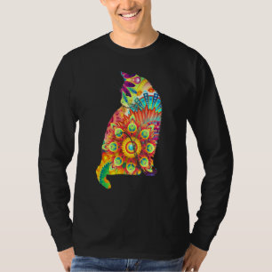 Camiseta Colorido Gato Amante felino Psicodélico Abstracto