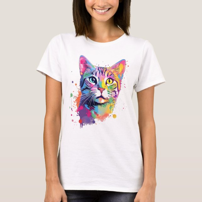 Camiseta Colorido gato americano (Anverso)