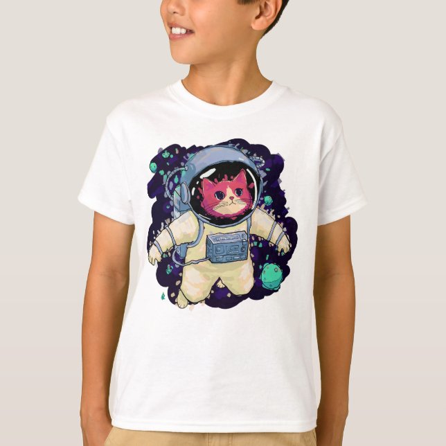 Camiseta Colorido gato astronauta (Anverso)