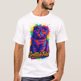 Camiseta Colorido gato de arte pop de estilo tradicional es
