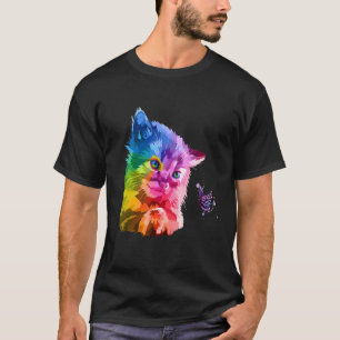Camiseta Colorido gato estilo pop Gato brillante y mantequi